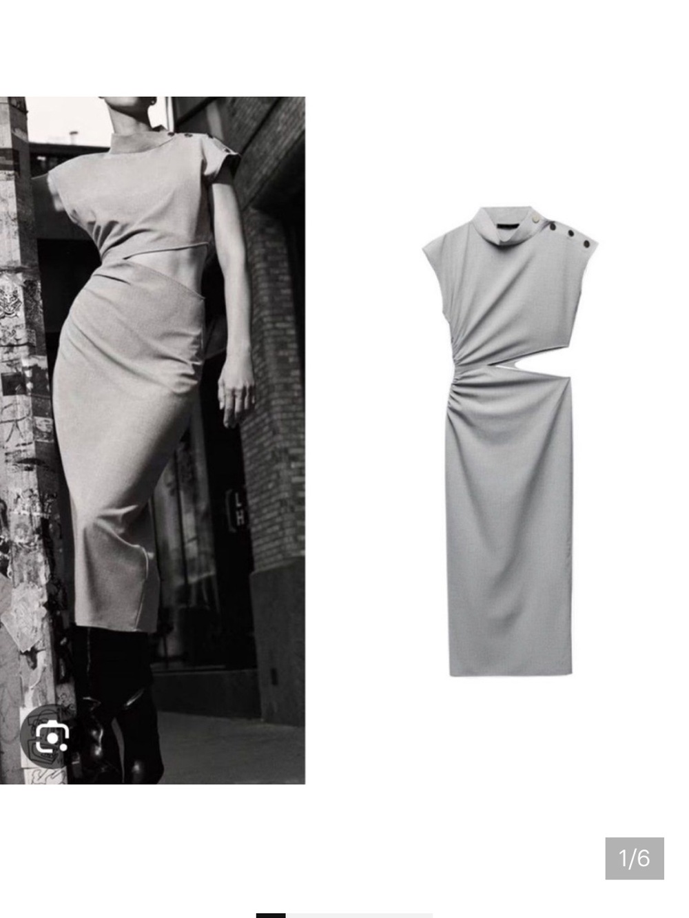Zara NWT gray cut out midi dress 1165/179